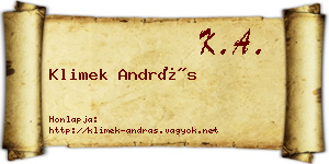 Klimek András névjegykártya